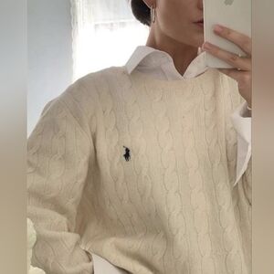 NWT Polo Ralph Lauren Cable-Knit Wool-Cashmere Sweater Authentic Cream XL